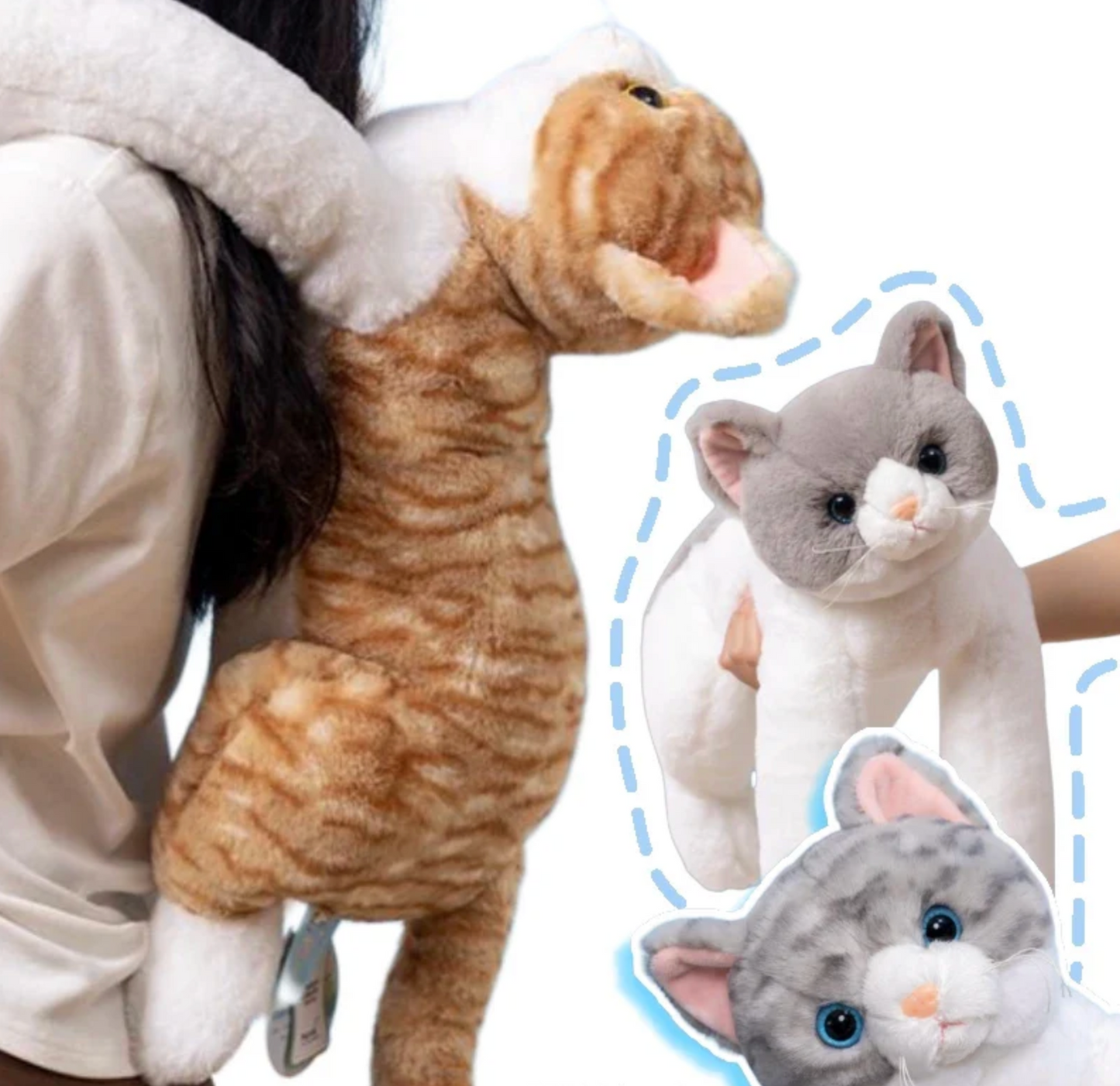 SnugMews™ – Katten Knuffelkussen met Lange Armen – Pluche Kat Kussen