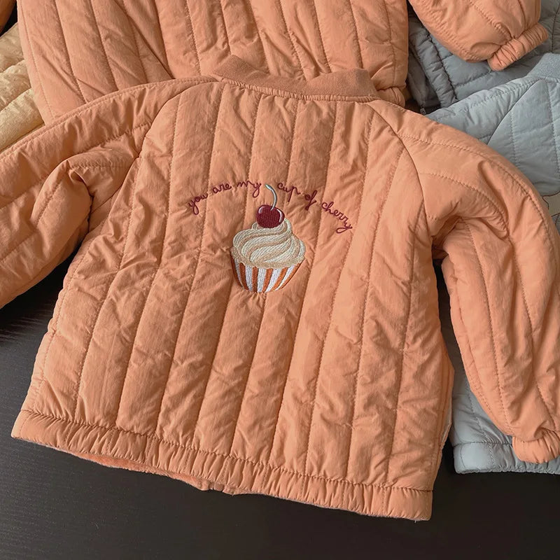 CozyCotton™ – Katoenen Winterjas met Borduursel – Warme Kinderjas