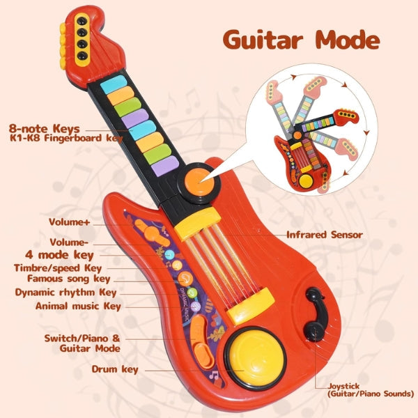 StrumStar™ – Interactieve Gitaar & Piano – Muzikaal Speelplezier voor Peuters