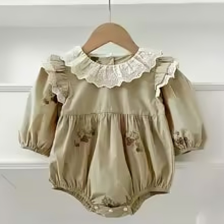 LaceHarvest™ – Vintage Set met Kanten Kraag – Baby en Peuter Outfit