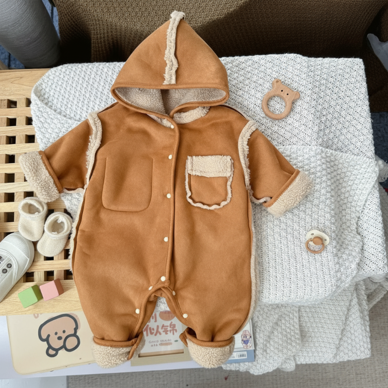 CozyCubby™ – Omkeerbare Winterromper met Capuchon – Warme Baby Jumpsuit