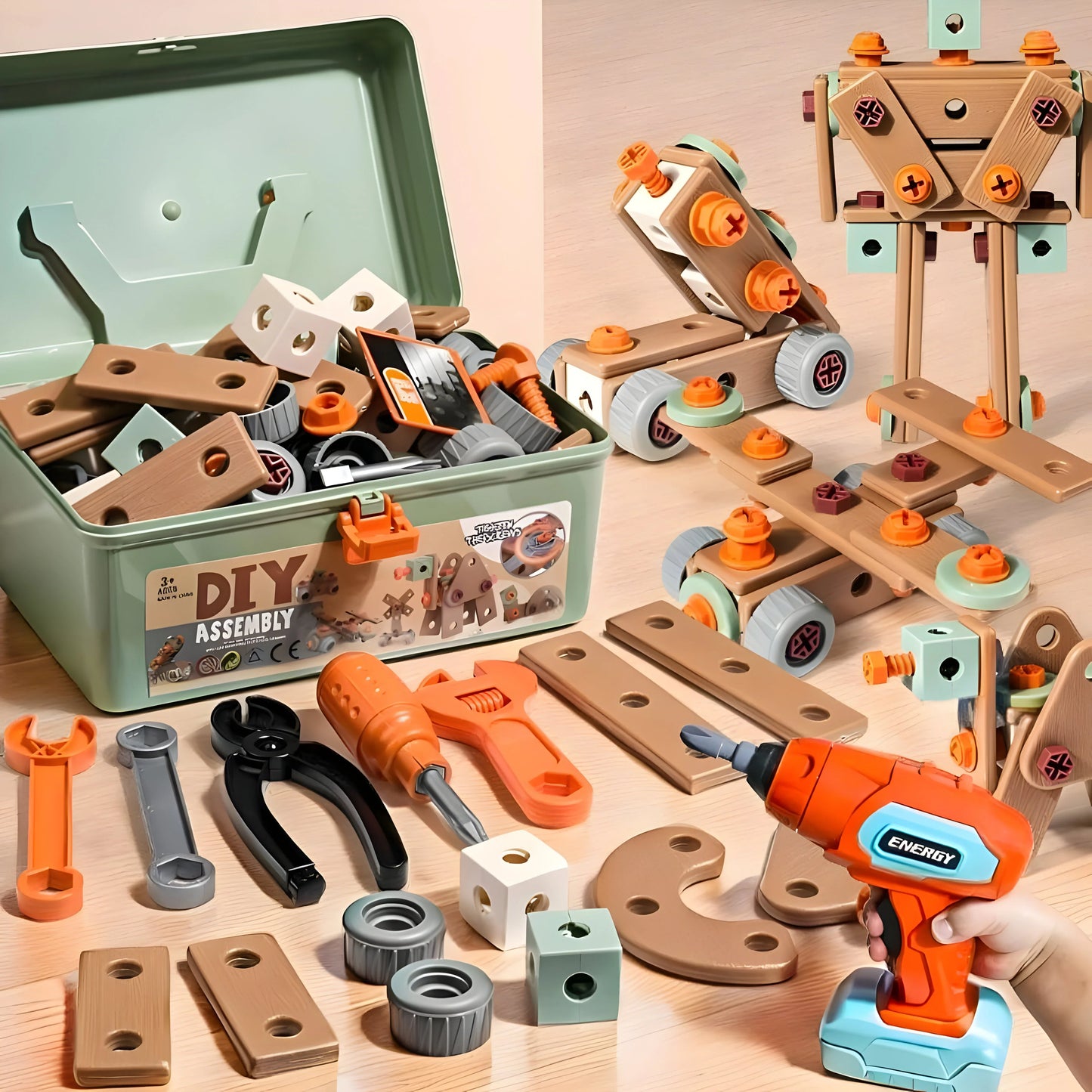 InventorCase™ – Creatieve Bouwset met Gereedschap – Constructie Speelset