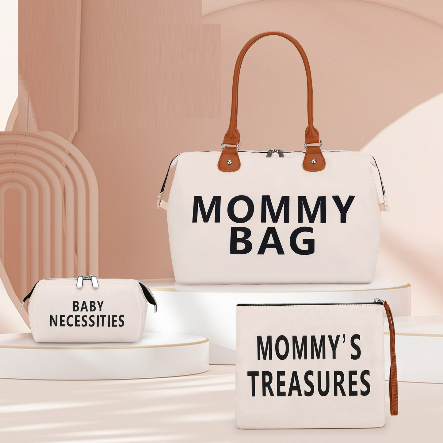 MomEase™ – 3-Delige Mama Tas Set – Stijlvolle Complete Luiertas Oplossing