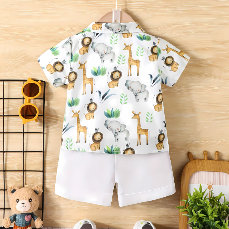 SafariSprout™ – Zomerset met Dierendesign – Comfortabele Jongensoutfit