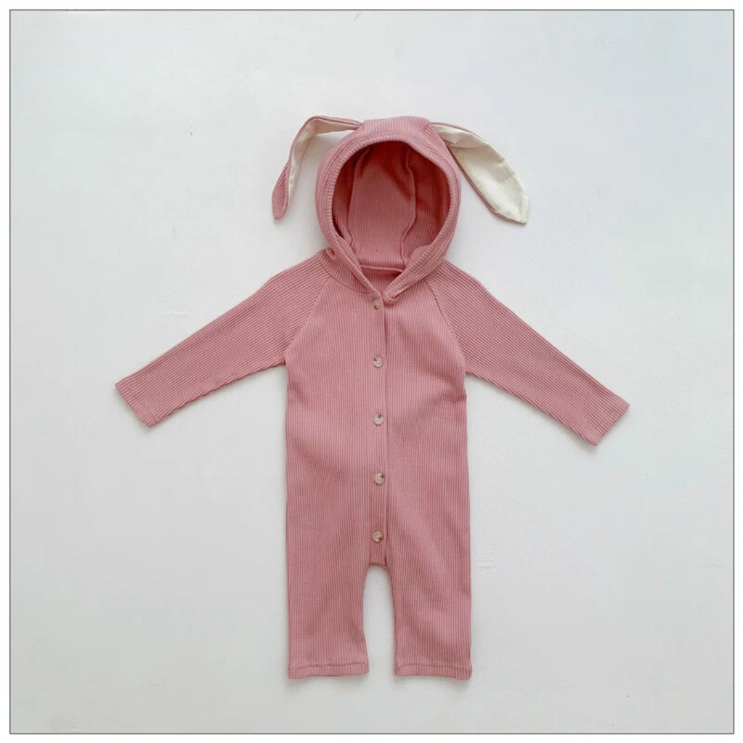 BunnySnug™ – Schattige Romper met Konijnenoortjes – Unisex Baby Outfit