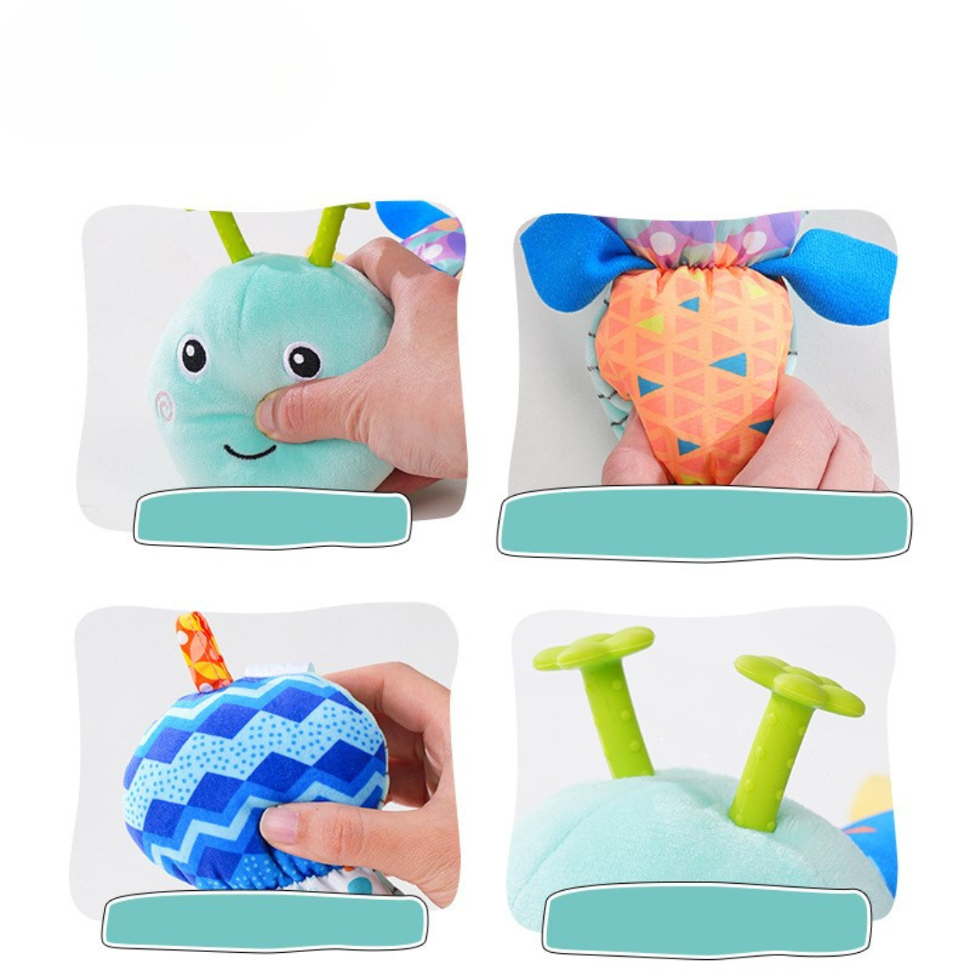 HappyHug™ Rups – Educatief & Speels - Sensorische pluche rammelaar en muziek rups