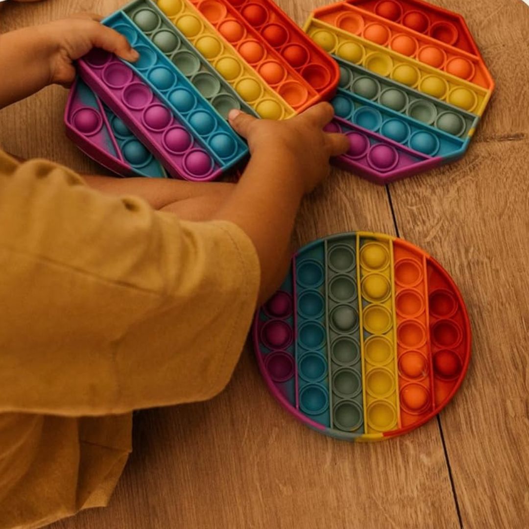 PopPals™ – Sensorisch Speelplezier met 4 Vormen – Kleurrijke Bubbelset Kinderen