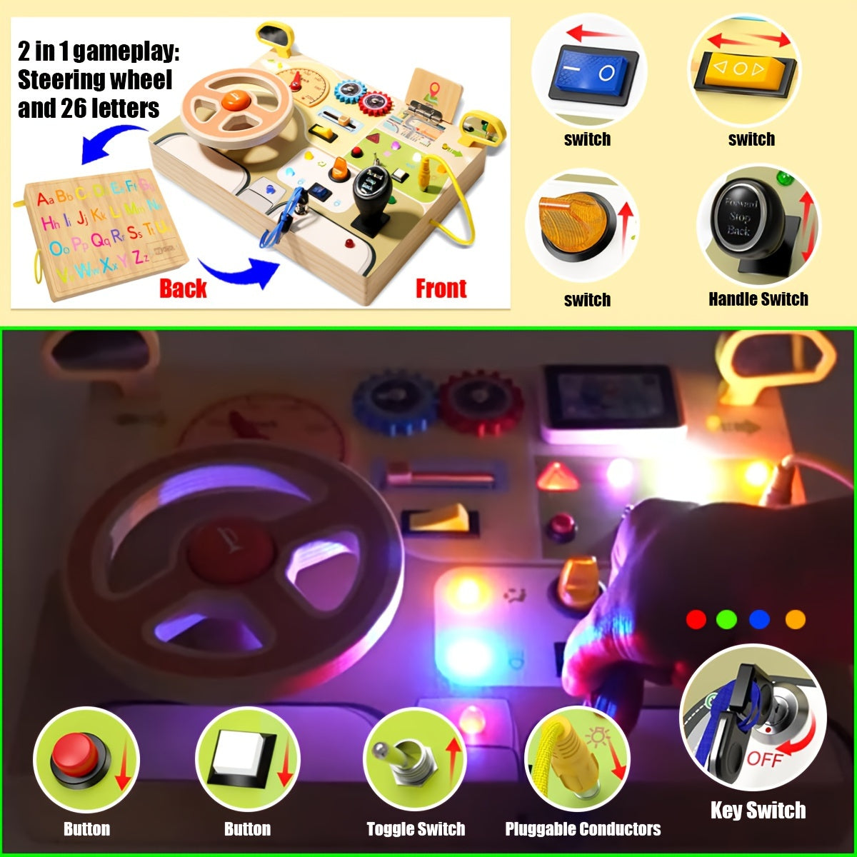 PlayGlow™ – Interactieve Houten Activiteitentafel – Educatief & Sensorisch Speelplezier