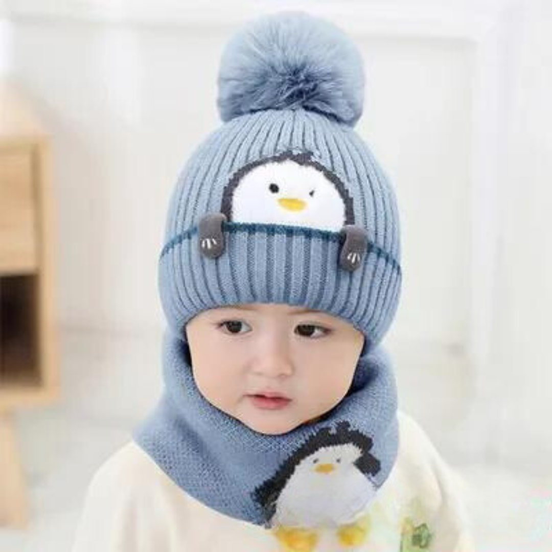 PenguiWarm™ – Schattige Kinder Muts & Sjaal – Warme Winterset