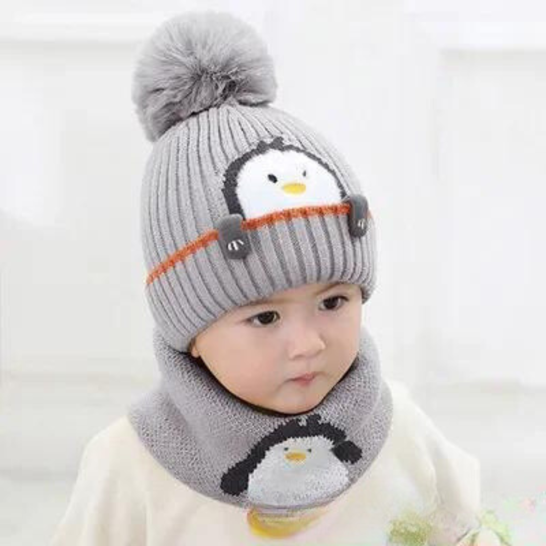 PenguiWarm™ – Schattige Kinder Muts & Sjaal – Warme Winterset