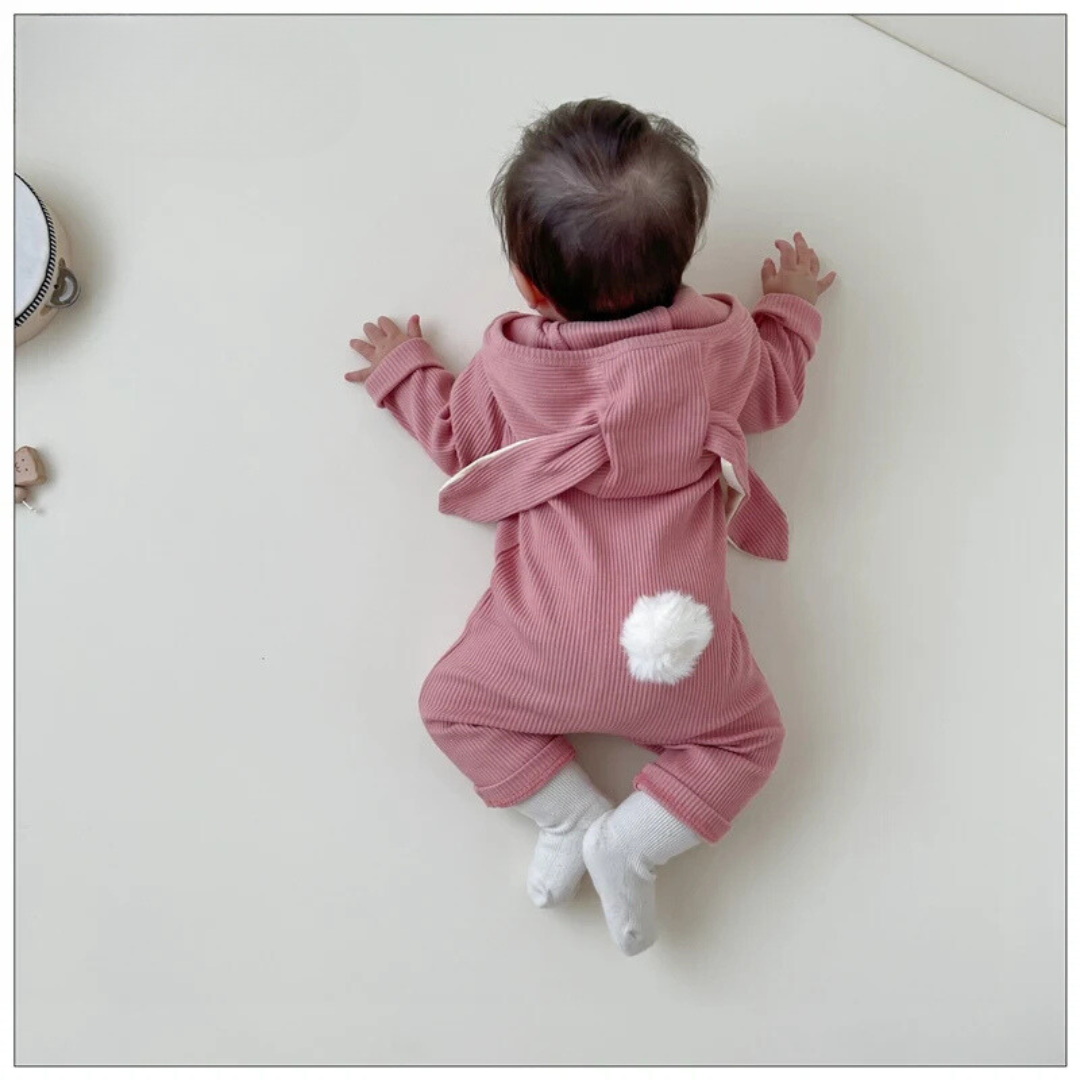 BunnySnug™ – Schattige Romper met Konijnenoortjes – Unisex Baby Outfit