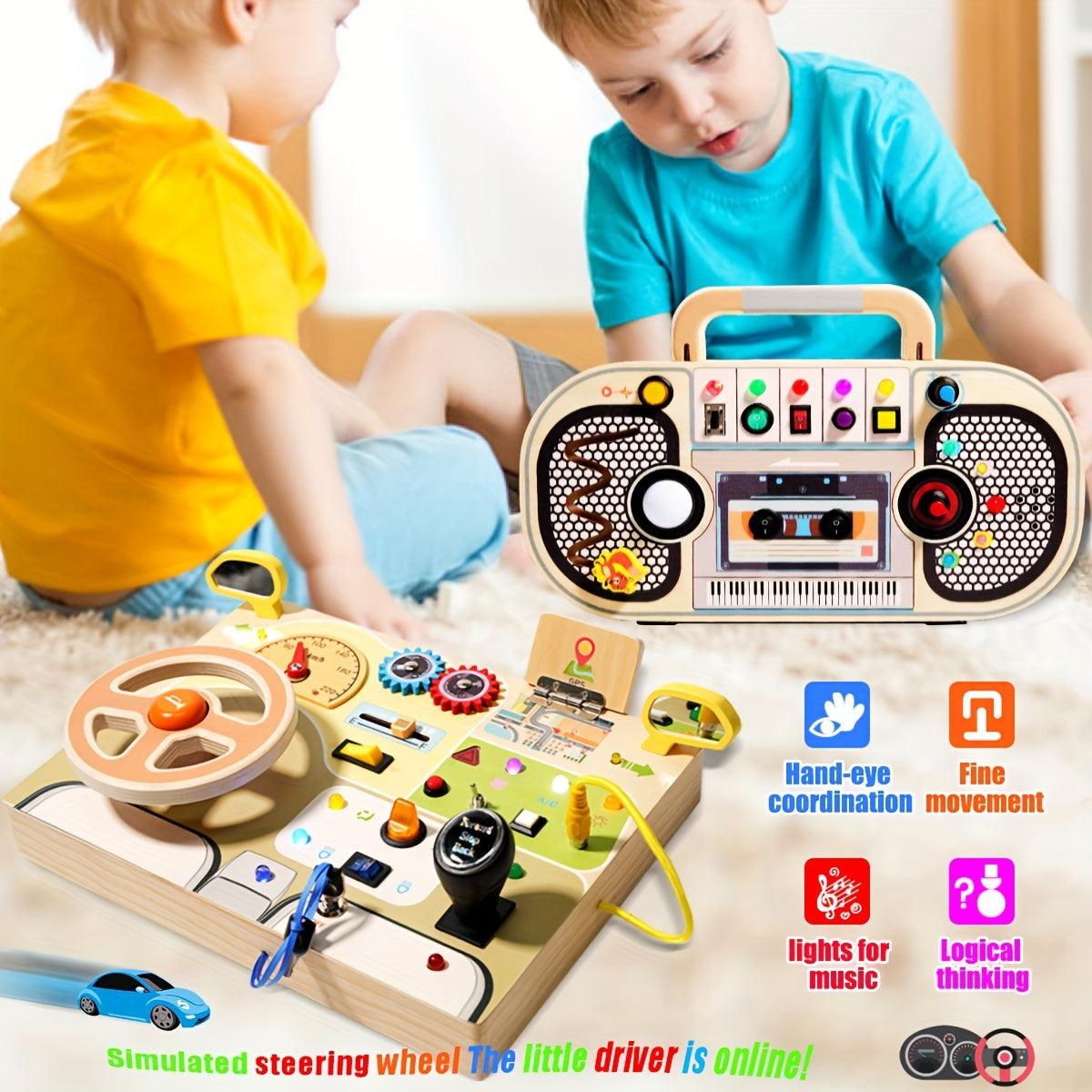 PlayGlow™ – Interactieve Houten Activiteitentafel – Educatief & Sensorisch Speelplezier