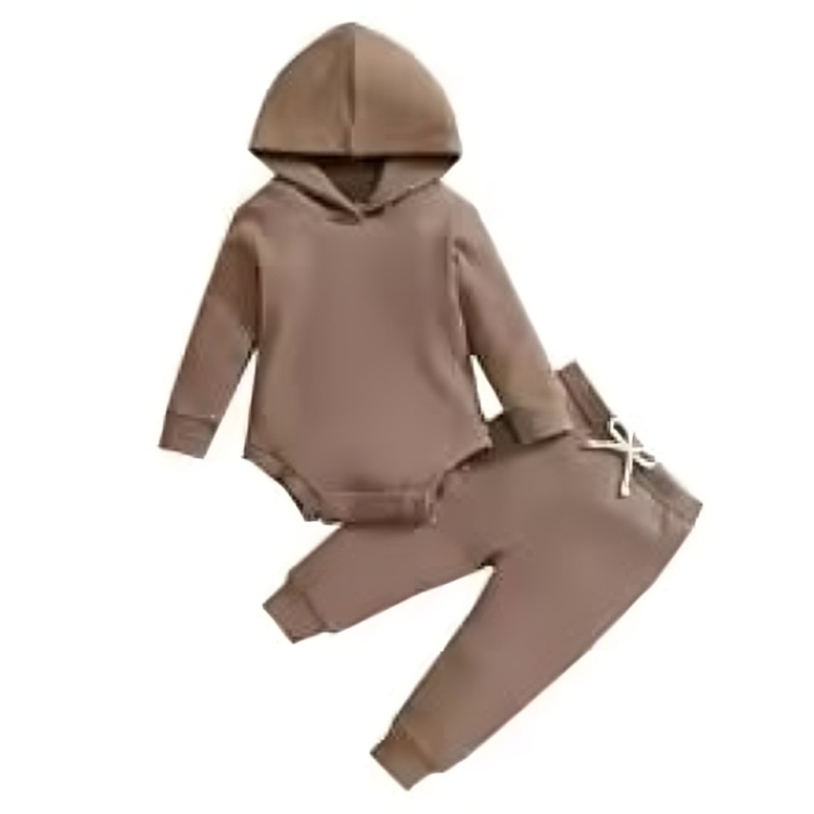 HoodieHug™ – Geribbelde Set met Capuchon – Warme Babyoutfit