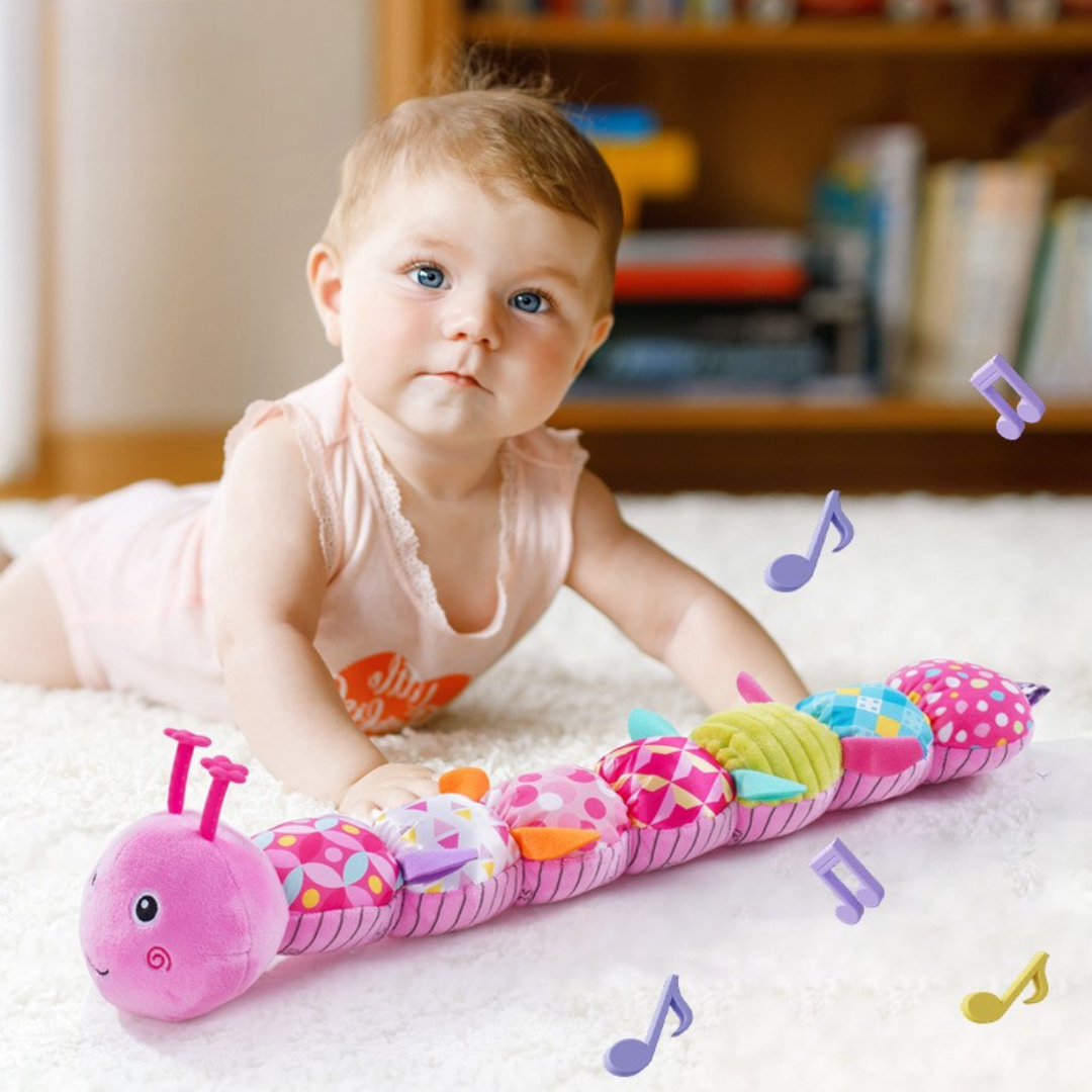 HappyHug™ Rups – Educatief & Speels - Sensorische pluche rammelaar en muziek rups