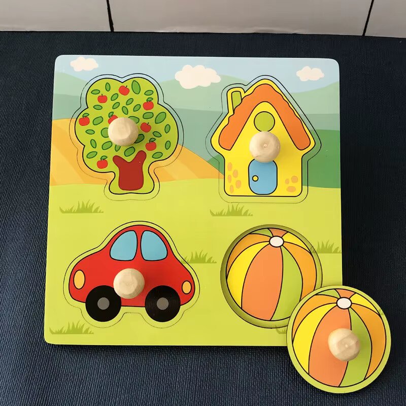 HoutLern™ – Montessori Houten Puzzel – Educatief Speelgoed voor Peuters van 1–3 Jaar