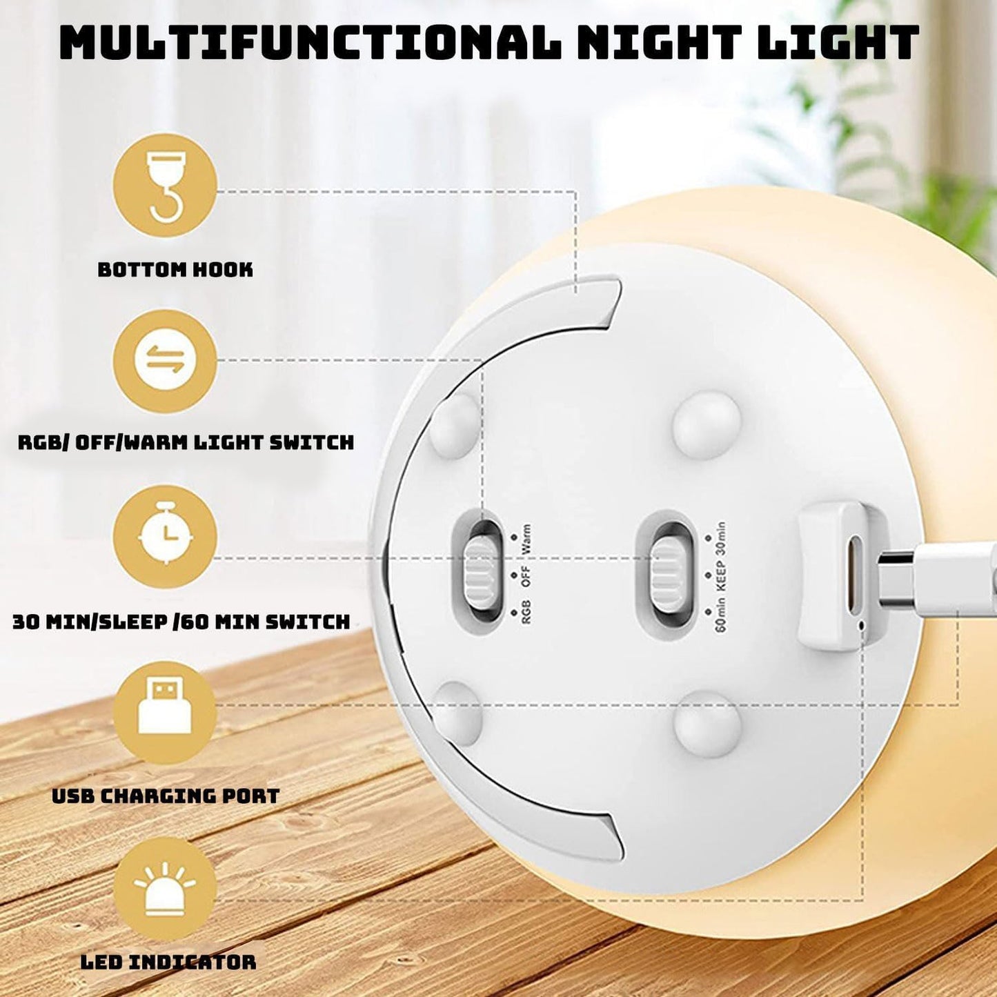 GlowNest™ – Zacht Dimbaar Nachtlampje – Veilige Nachtverlichting voor Borstvoeding