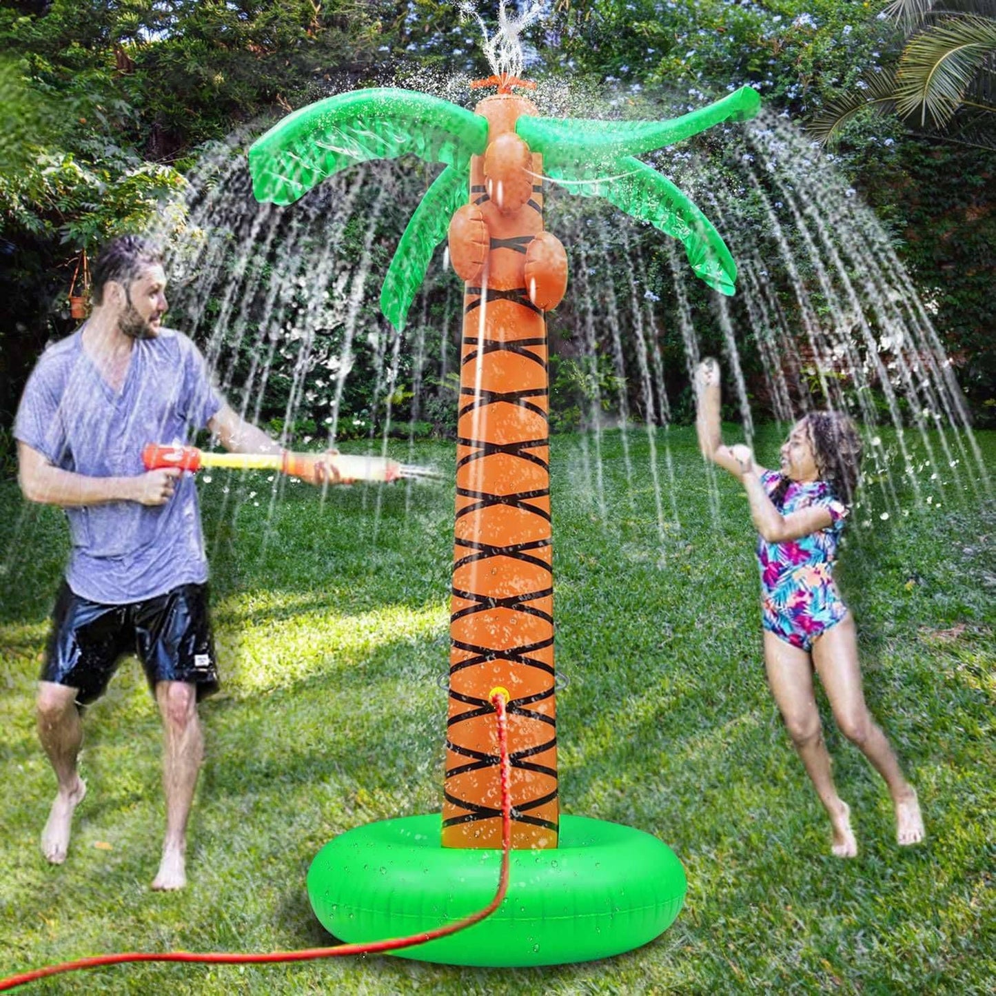 SplashPalm™ – Tropische Waterpret in de Tuin – Opblaasbare Palmboom Sproeier