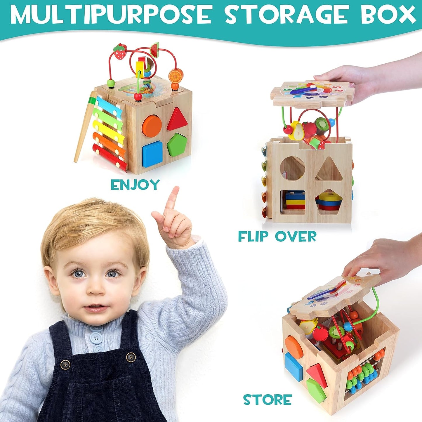 EduCube™ – 8-in-1 Montessori Activiteitenkubus – Educatief Speelplezier voor Baby’s