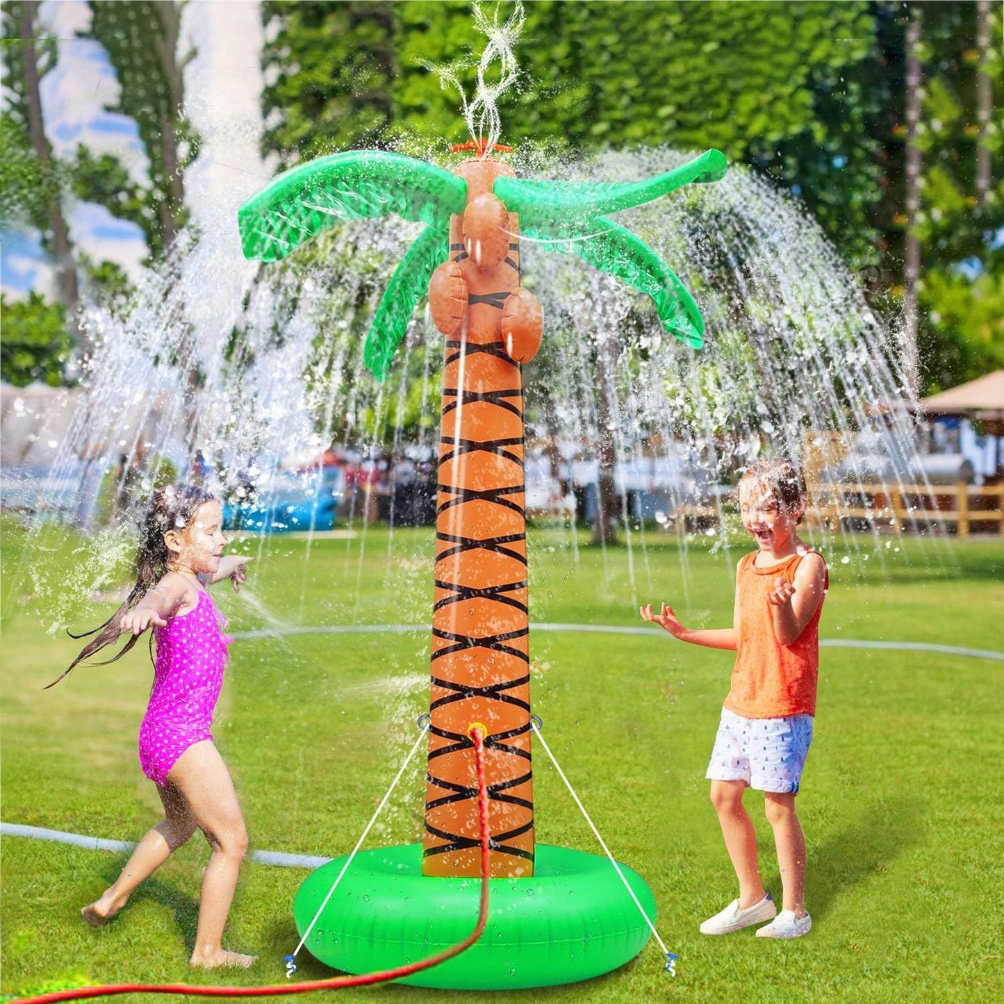 SplashPalm™ – Tropische Waterpret in de Tuin – Opblaasbare Palmboom Sproeier