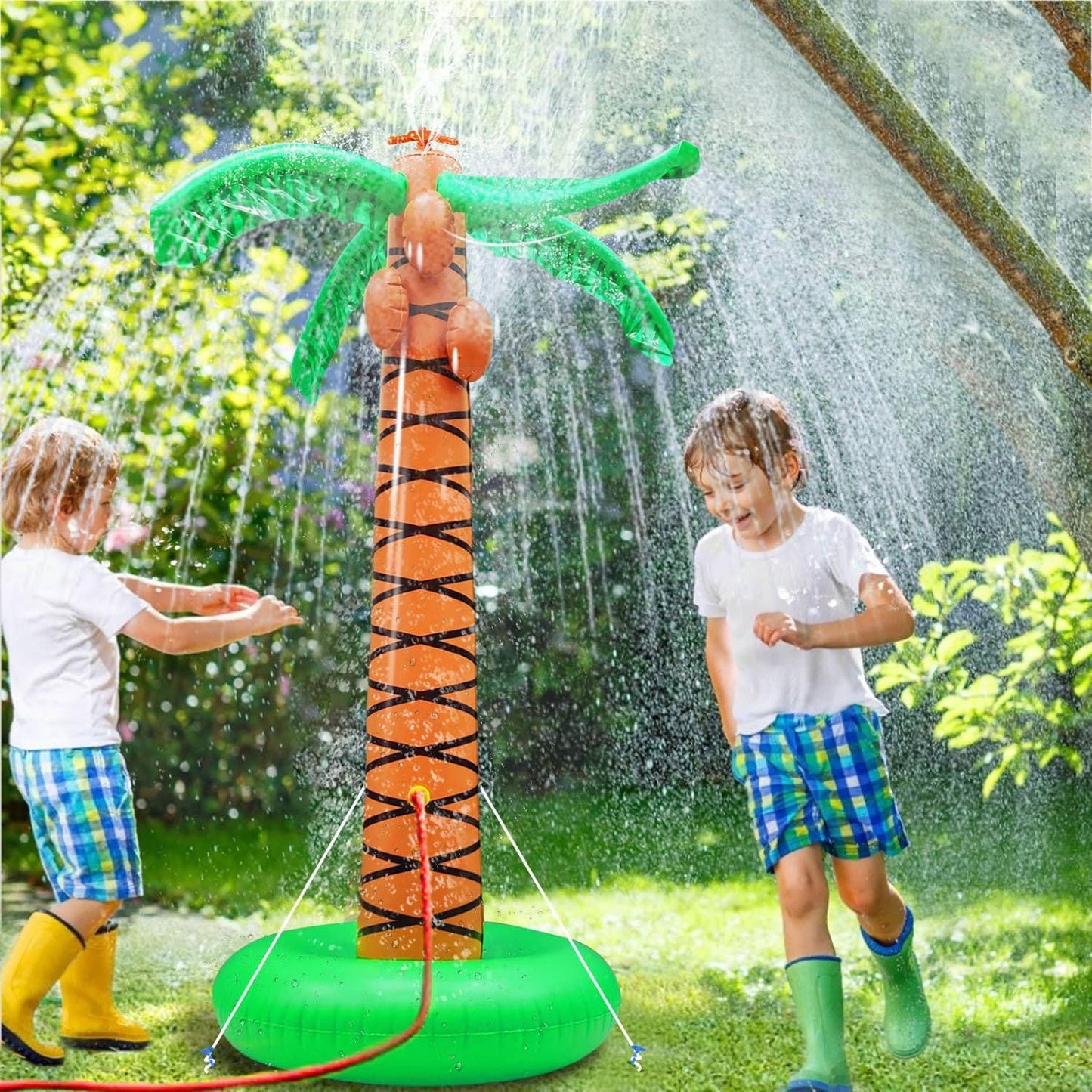 SplashPalm™ – Tropische Waterpret in de Tuin – Opblaasbare Palmboom Sproeier
