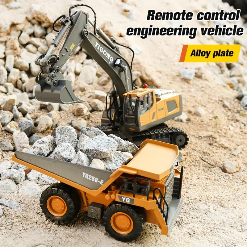 DiggerMaster™ – Realistische RC Graafmachine met 11 Functies – Afstandsbediend Bouwvoertuig
