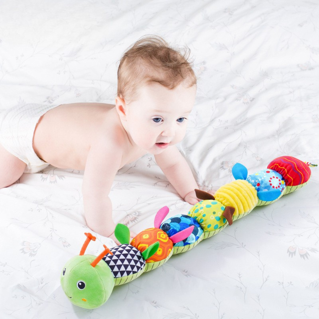 HappyHug™ Rups – Educatief & Speels - Sensorische pluche rammelaar en muziek rups