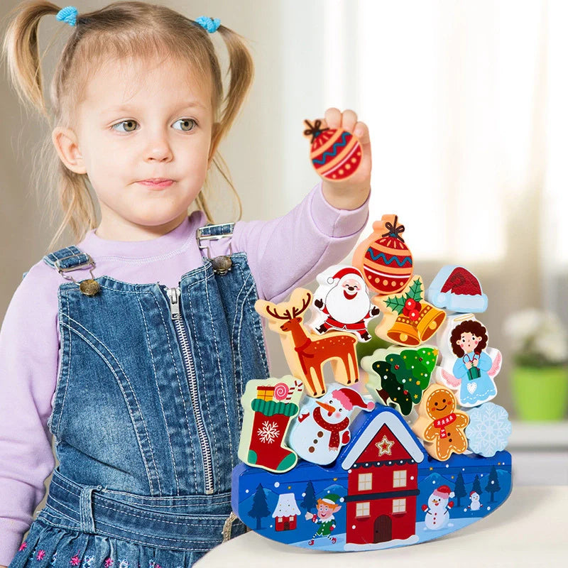 KerstStapels™ – Houten Kerststapelspel voor Peuters – Leren & Spelen in Feestsfeer