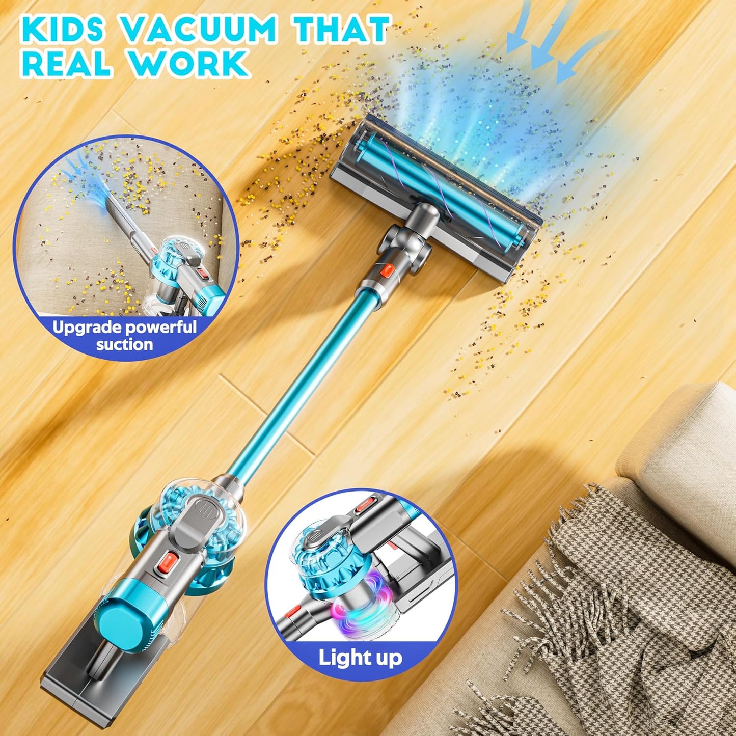 CleanWhizz™ – Realistische Speelgoedstofzuiger met Licht & Geluid – 4-in-1 Schoonmaakplezier