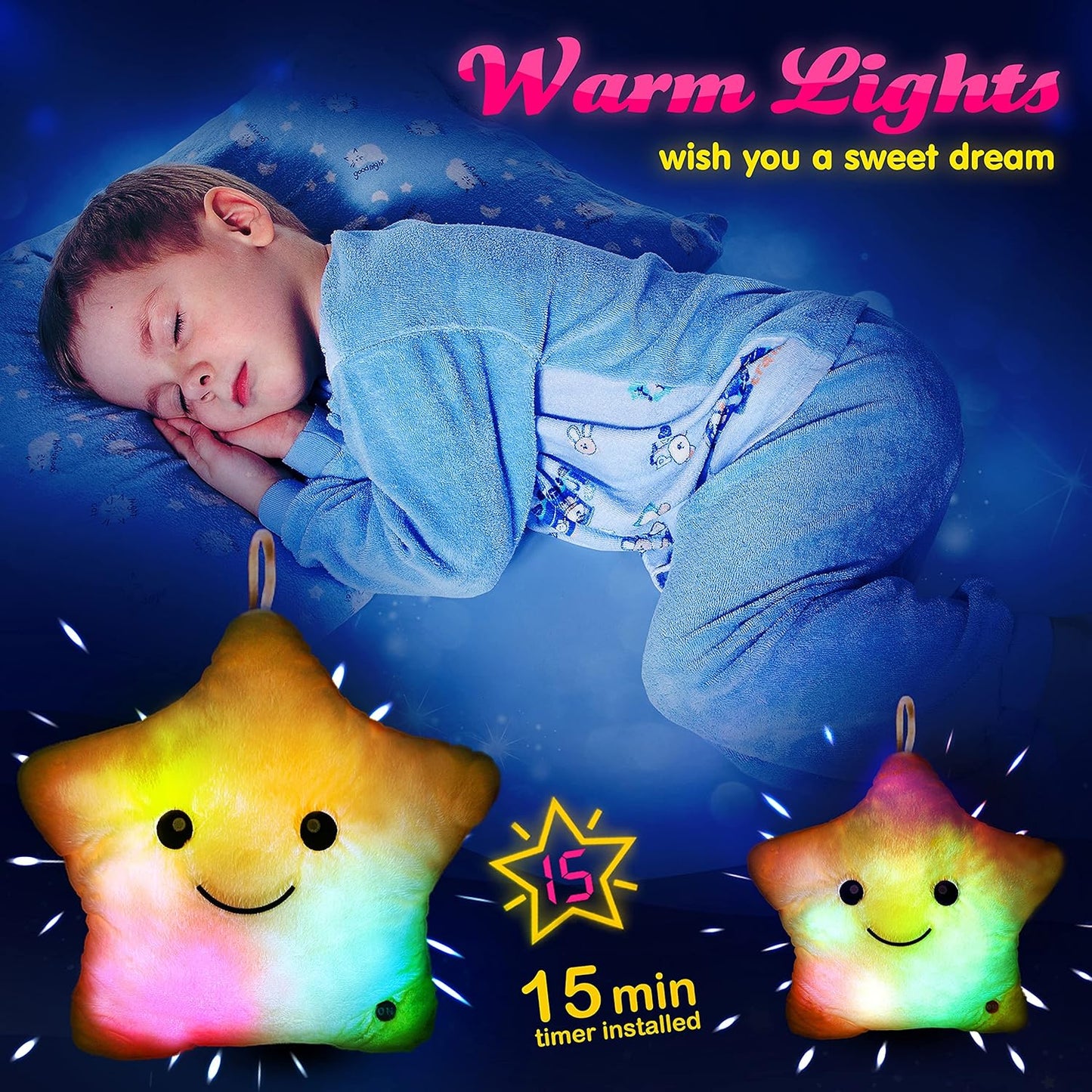 StarSnuggle™ – Lichtgevend LED Sterkussen – Magisch Nachtlamp Knuffelkussen