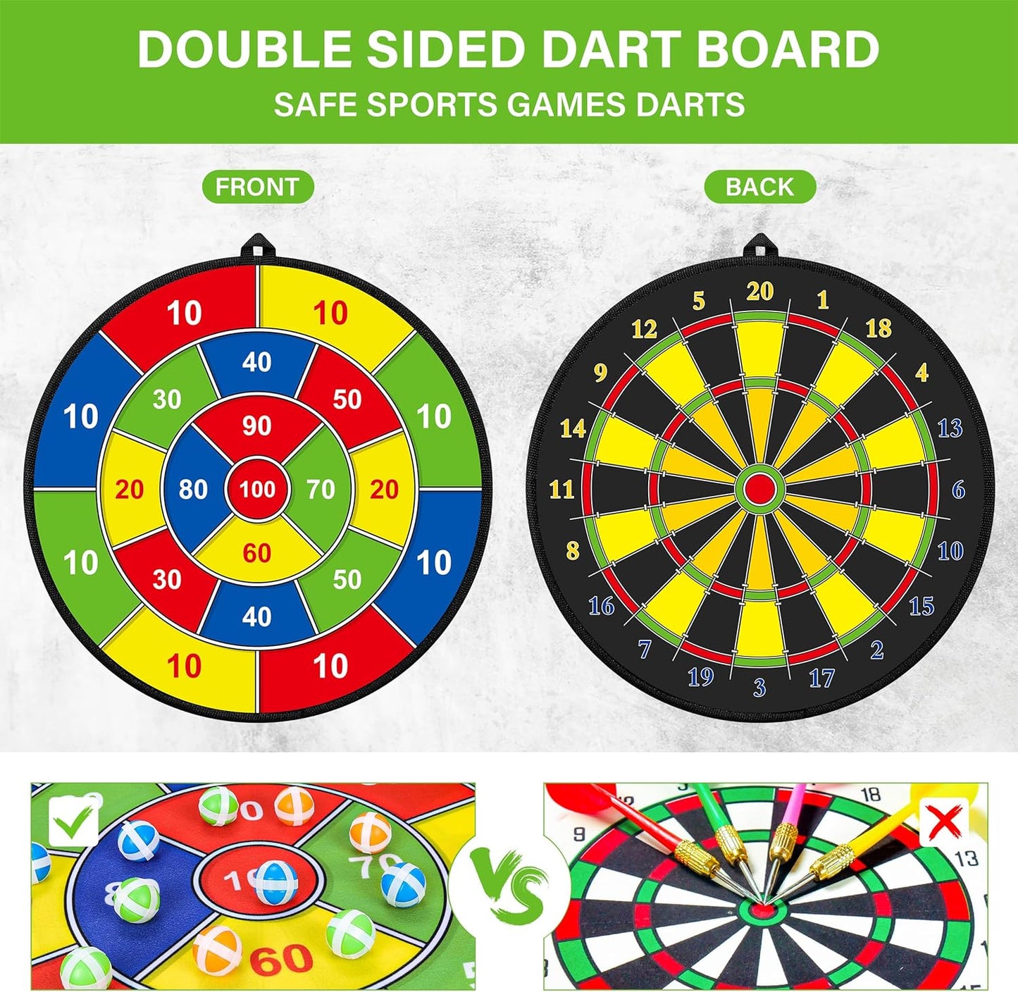 TargetChamp™ – Groot Dubbelzijdig Kinder Dartbord – Educatief Actief Speelplezier