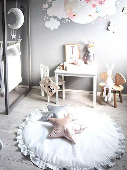 ZoetNest™ – Zachte Baby Speelmat met Ruffle Rand – Comfortabel & Stijlvol Vloerkleed