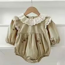 LaceHarvest™ – Vintage Set met Kanten Kraag – Baby en Peuter Outfit