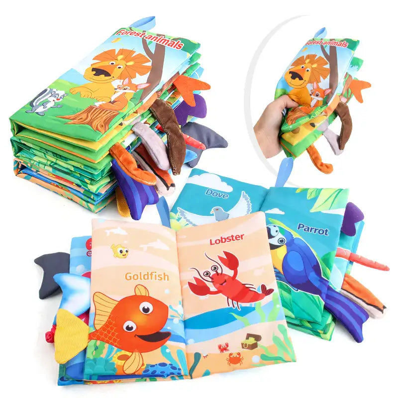 BladBeest™ – Montessori Stoffen Babyboekjes – Sensorisch Speelplezier voor de Allerkleinsten