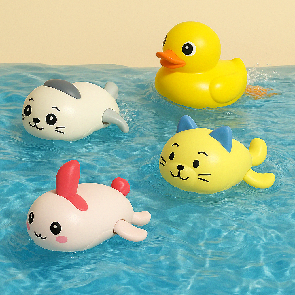 SwimSpinny™ – Opwindbaar Dierenspeeltje voor in Bad – Drijvend Badspeelplezier