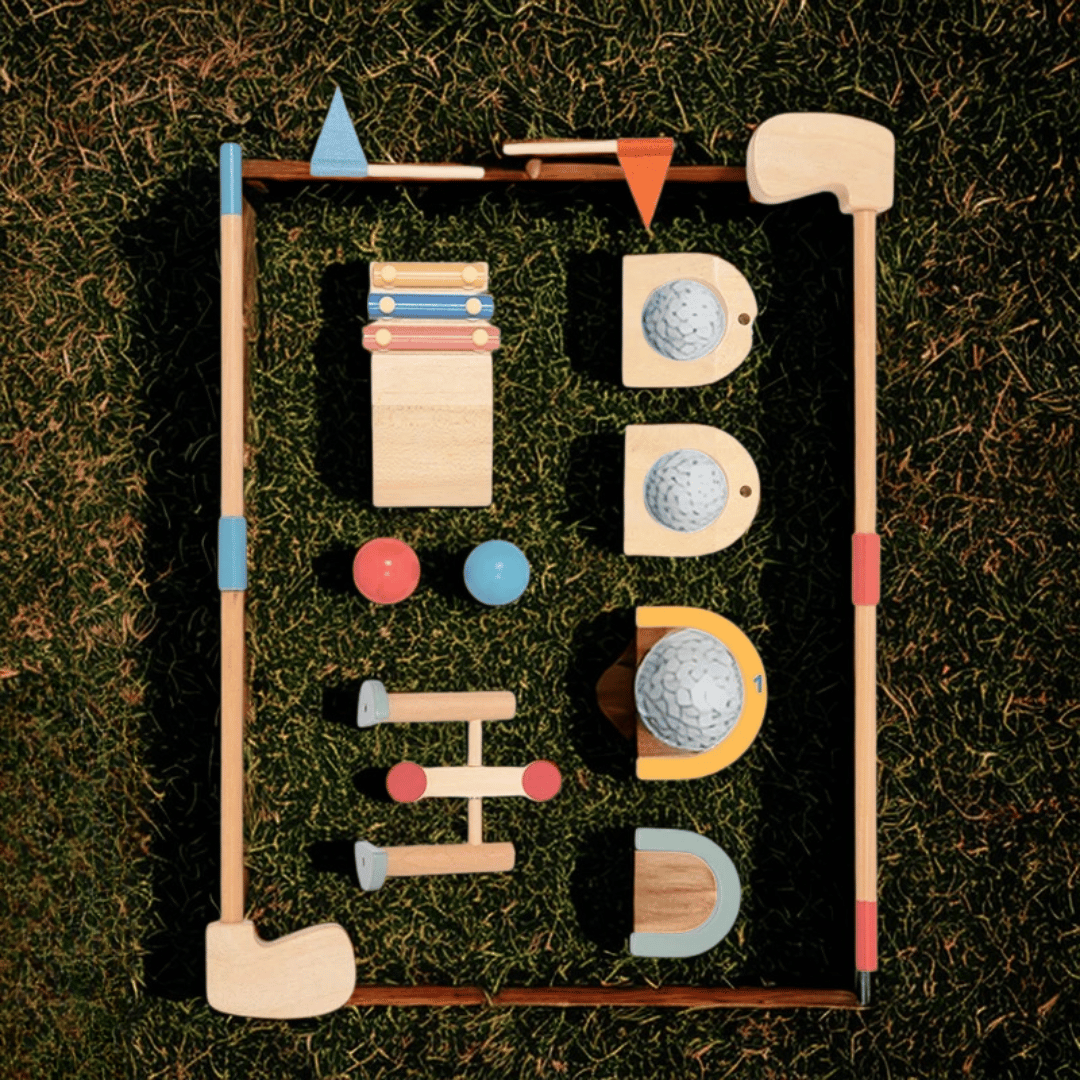 GolfieTots™ – Educatief Houten Golfspel – Actief Speelplezier Binnen & Buiten
