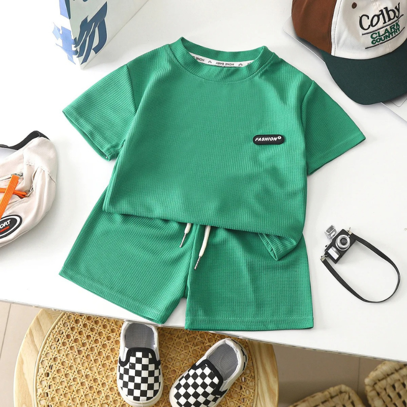 BrightFlex™ – Zomerset met Stretchkatoen – Jongens Outfit voor Warme Dagen