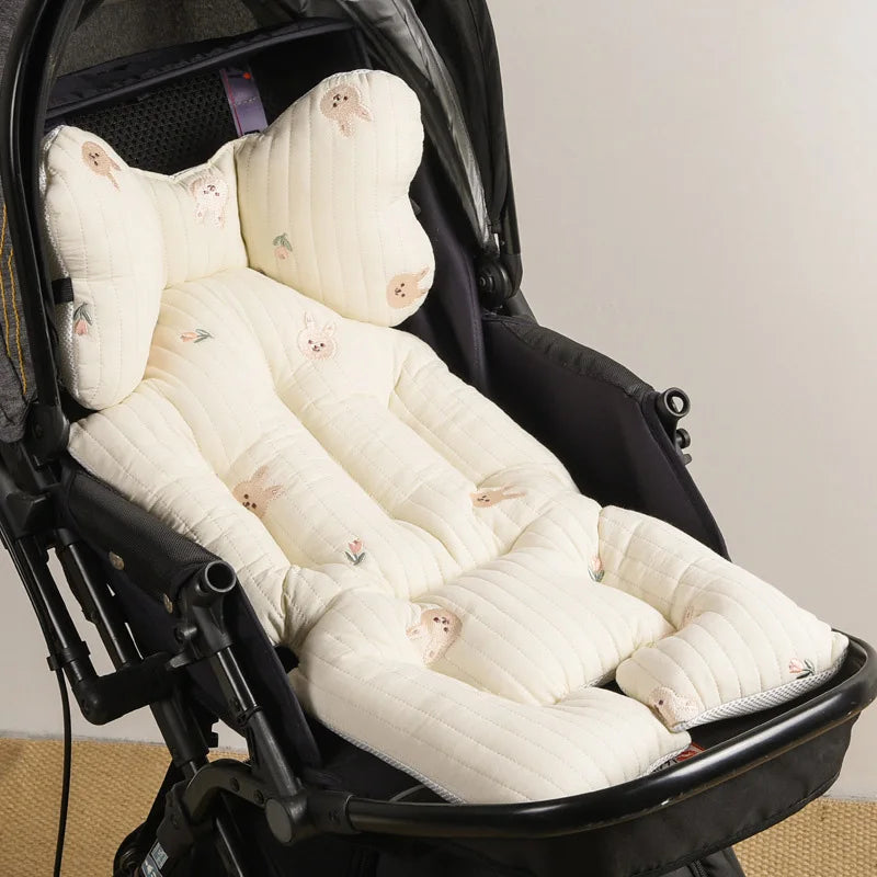 SoftNest™ – Katoenen Kinderwagenkussen van Mousseline – Comfortabel & Ademend