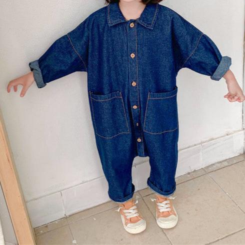 DenimDash™ – Stoere Spijkeroverall met Knopen – Comfortabele Kinderjumpsuit