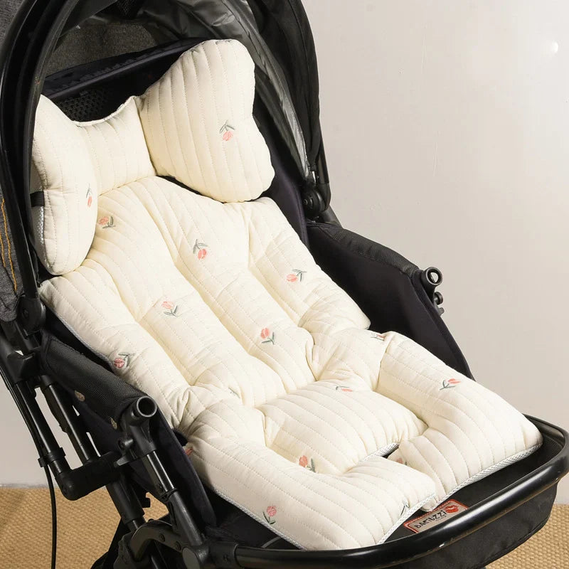 SoftNest™ – Katoenen Kinderwagenkussen van Mousseline – Comfortabel & Ademend