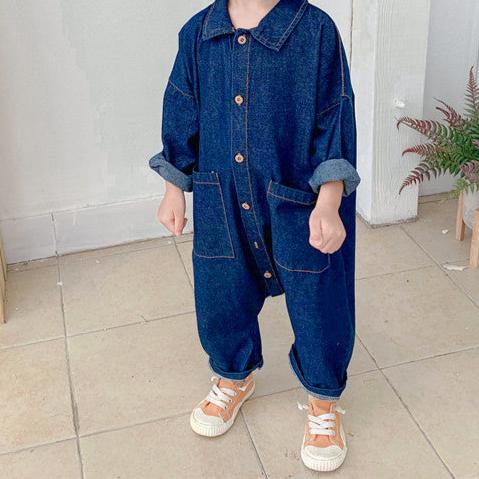 DenimDash™ – Stoere Spijkeroverall met Knopen – Comfortabele Kinderjumpsuit