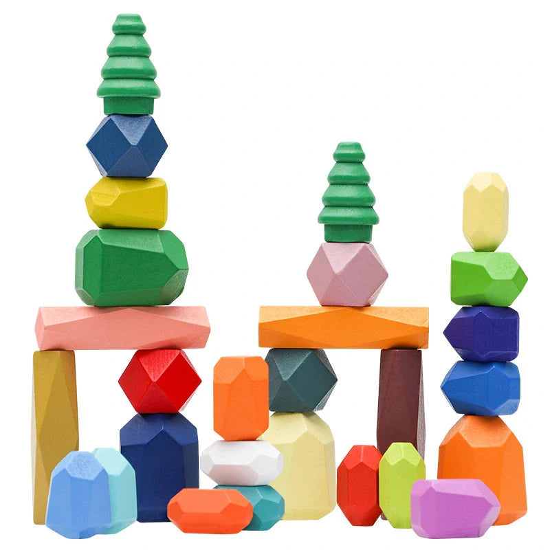 KleurStapel™ – Houten Balansstenen voor Peuters – Creatief Stapelen & Evenwicht Spel