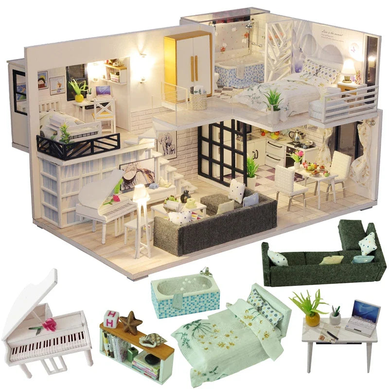 MiniWoodHaven™ – DIY Houten Poppenhuis met Meubels – Creatieve Cadeauset