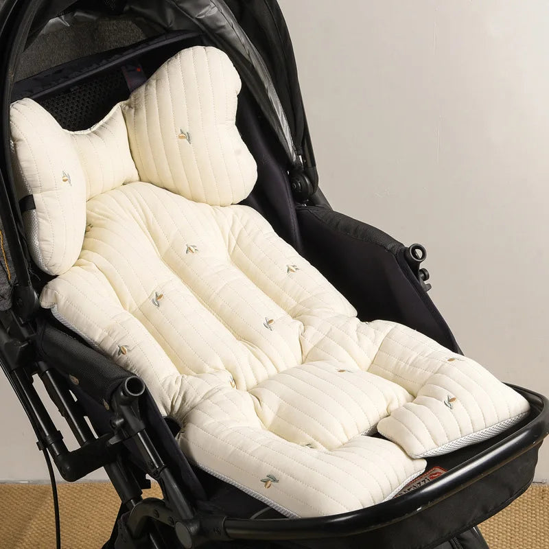 SoftNest™ – Katoenen Kinderwagenkussen van Mousseline – Comfortabel & Ademend