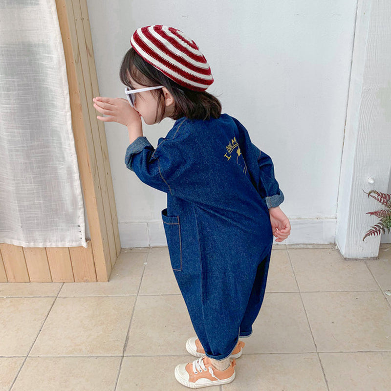 DenimDash™ – Stoere Spijkeroverall met Knopen – Comfortabele Kinderjumpsuit