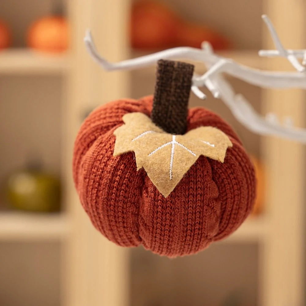 Handgemaakte Gehaakte Pompoenenset 3-delig - Oranje Grijs Wit Herfstdecoratie Textiel 4