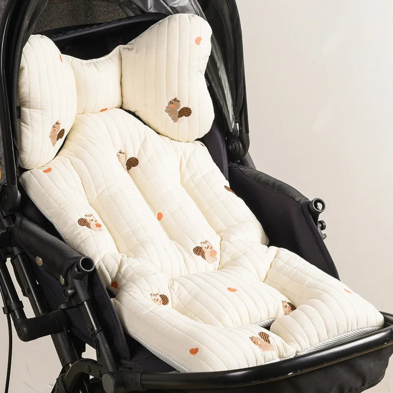 SoftNest™ – Katoenen Kinderwagenkussen van Mousseline – Comfortabel & Ademend
