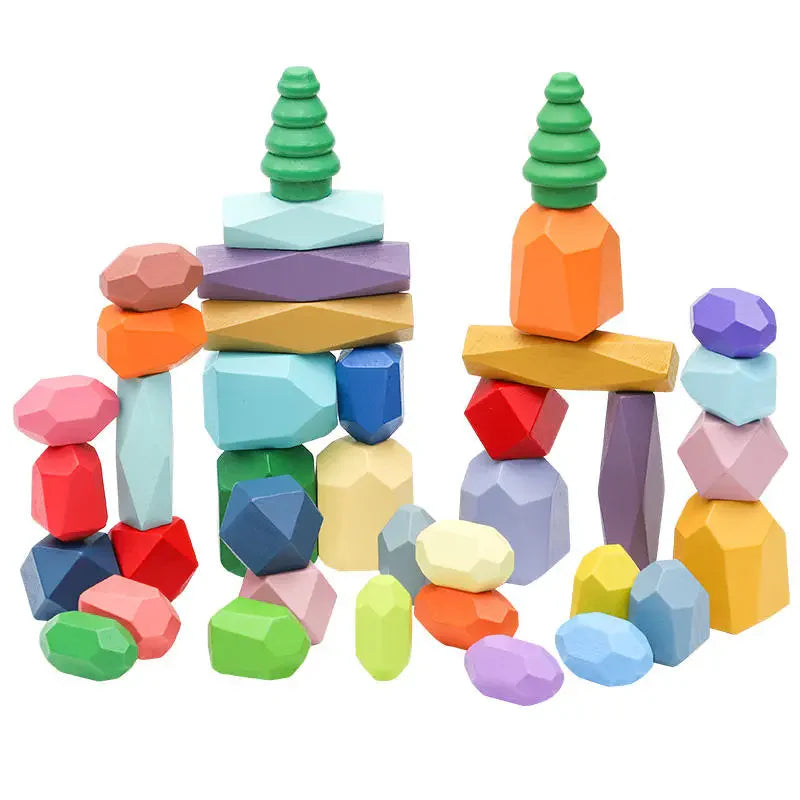 KleurStapel™ – Houten Balansstenen voor Peuters – Creatief Stapelen & Evenwicht Spel
