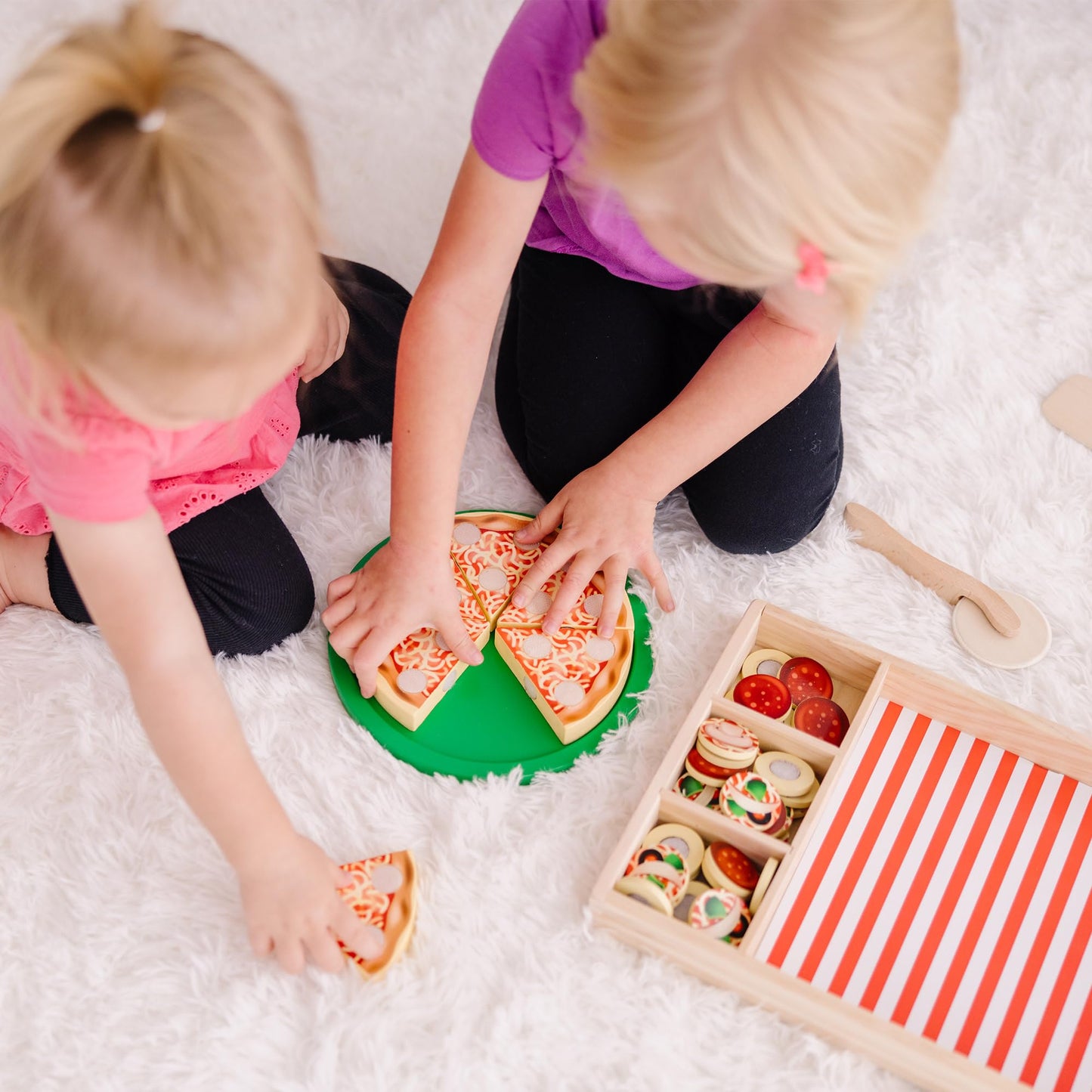 PepperPlay™ – Houten Pizza Snijset – 54-delige Speelkeuken met Klittenband