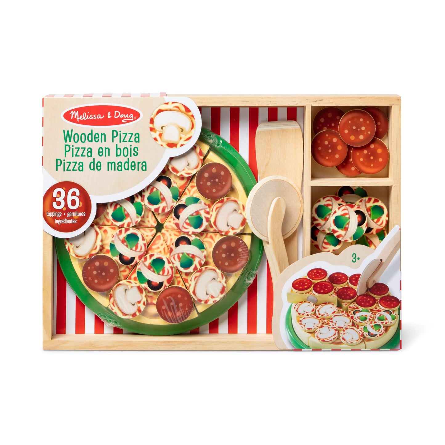 PepperPlay™ – Houten Pizza Snijset – 54-delige Speelkeuken met Klittenband