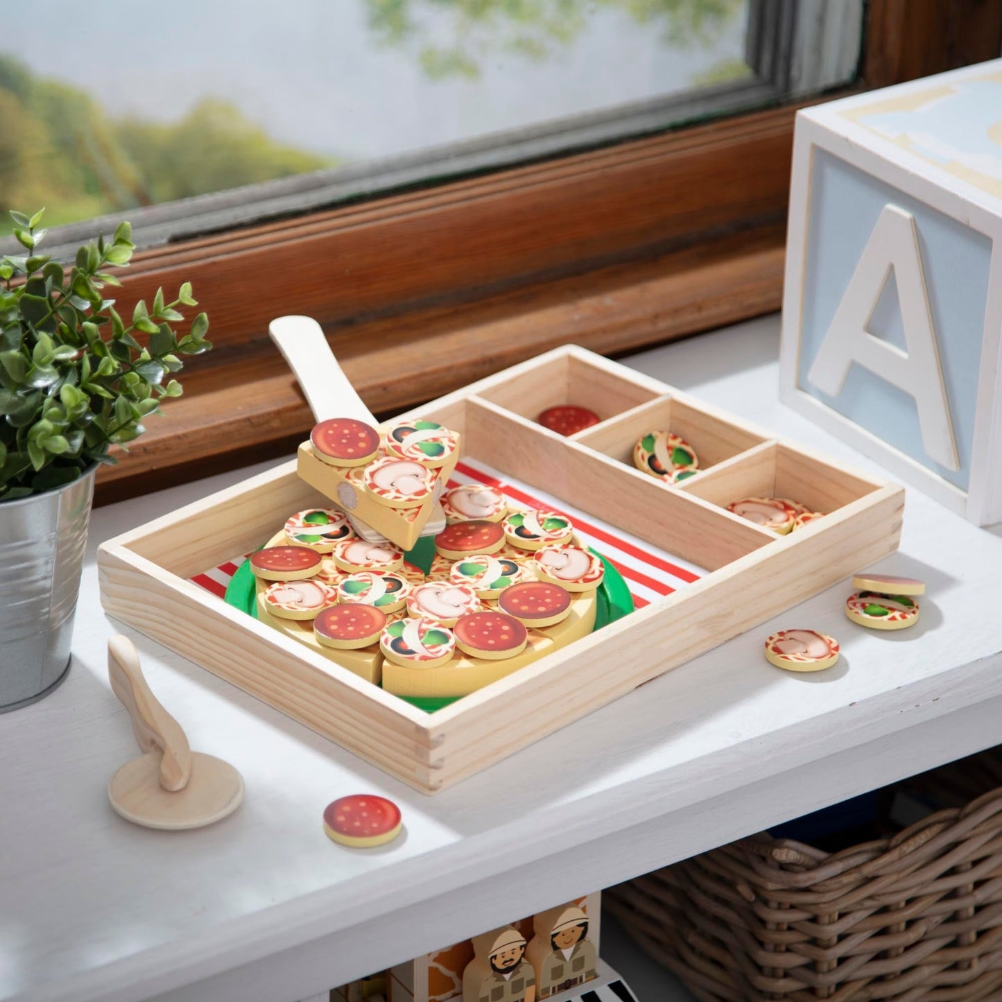 PepperPlay™ – Houten Pizza Snijset – 54-delige Speelkeuken met Klittenband